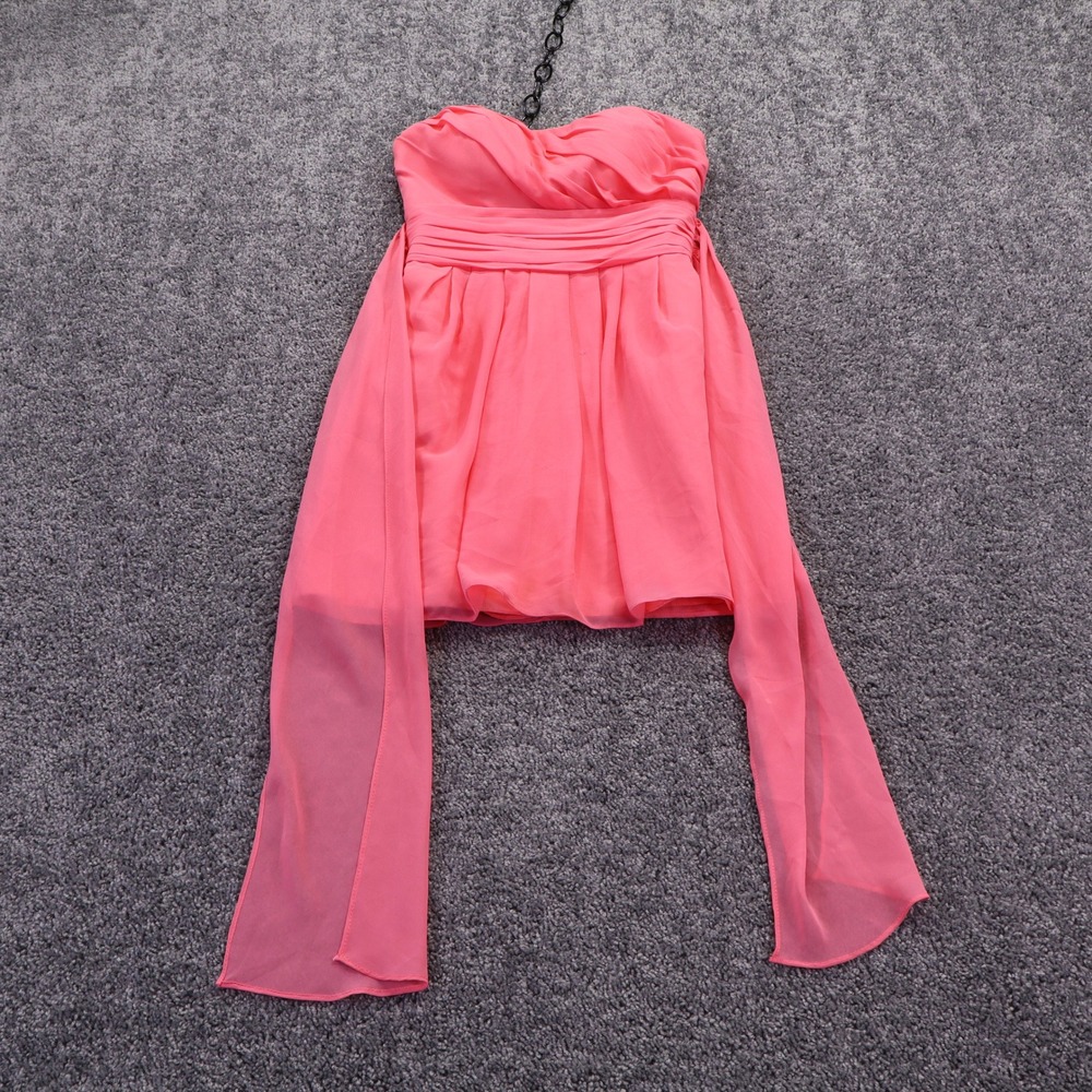 Bill Levkoff Cocktail Dress Womens 8 Pink Chiffon Strapless Sweetheart Sash